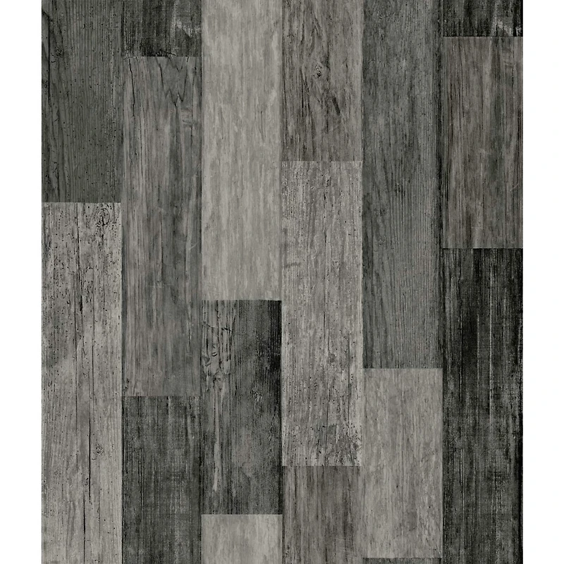 RoomMates Black Weathered Wood Plank Peel & Stick Wallpaper