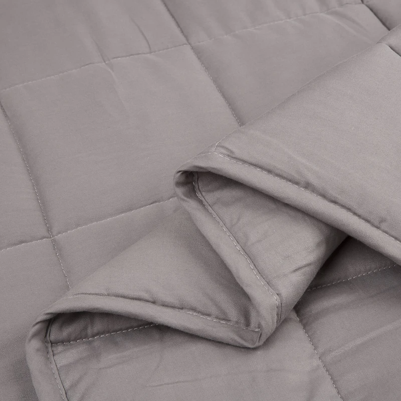 Glitzhome® Gray Cotton Shell Quilted Weighted Blanket with Polyester Filling