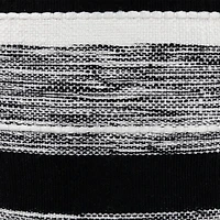 18" Black & White Woven Stripes Outdoor Pouf Ottoman