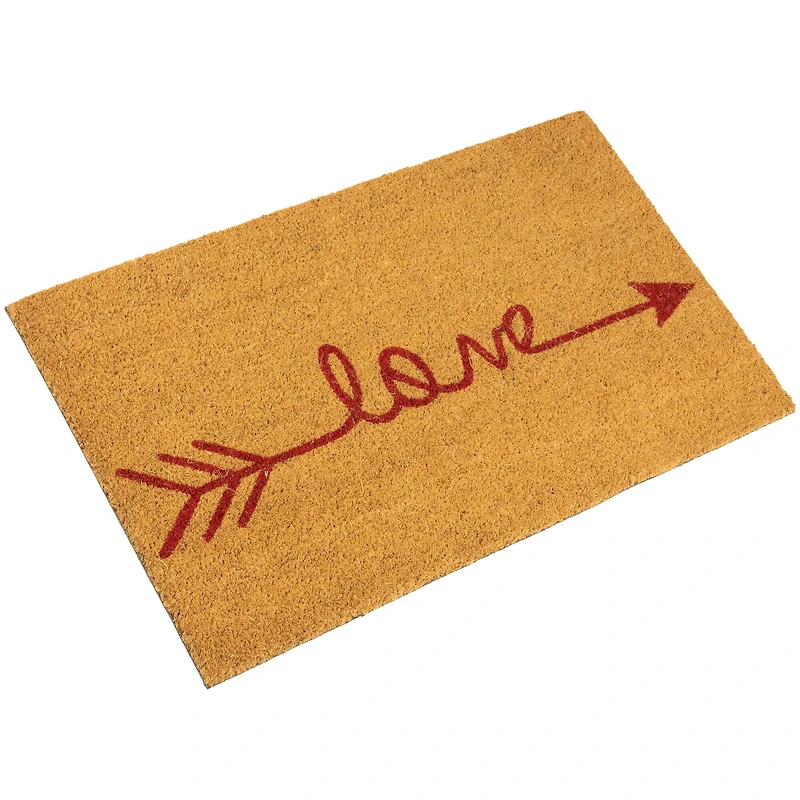 Red Love Arrow Natural Coir Outdoor Doormat