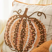 Glitzhome® 18" Fall Embroidered Pumpkin Pillow Cover