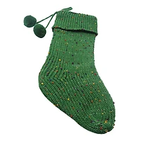 18" Knit Green Stocking with Pom Poms by Ashland®