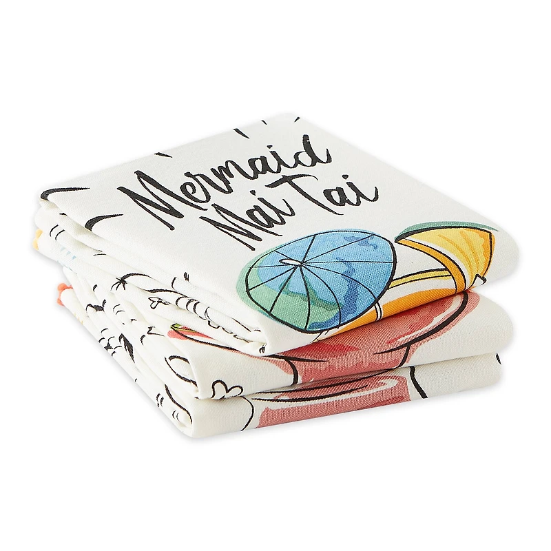 Tropical Sips Recipe Embellished Dishtowel (Set of 3)