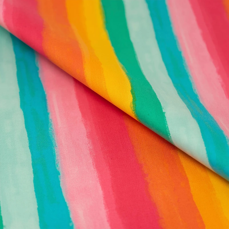 SINGER Rainbow Day Stripe Print Ringspun Cotton Fabric Fat Quarter