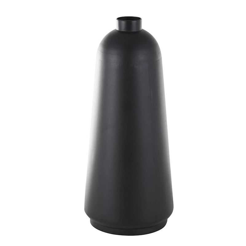 Black Metal Vase with Narrow Opening