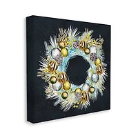 Stupell Industries Gleaming Seasonal Pine Wreath Canvas Wall Art
