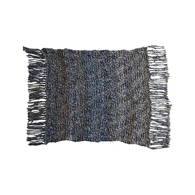 Hello Honey® 60" Blue & Brown Woven Mélange Acrylic Throw with Fringe