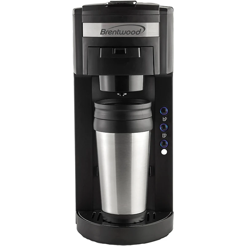 Brentwood Black Single-Serve Coffee Maker with Travel Mug