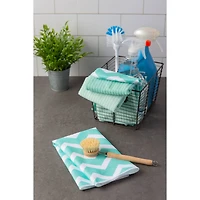 Aqua Chevron Microfiber Dishtowel, 4ct.