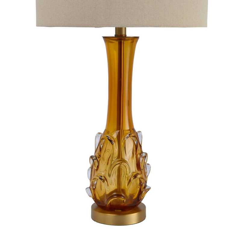 Hello Honey® 26.5" Amber Mid Century Glass Table Lamp with Fabric Shade