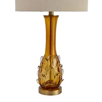 Hello Honey® 26.5" Amber Mid Century Glass Table Lamp with Fabric Shade