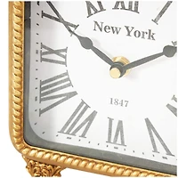 8" Gold Metal Scroll Antique Style Clock