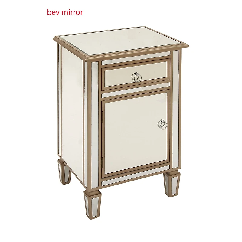 Beige Mirror Glam Cabinet, 30" x 19" x 15"