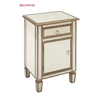 Beige Mirror Glam Cabinet, 30" x 19" x 15"