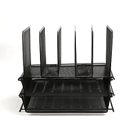 Mind Reader Black 7-Section Metal Mesh Desktop File & Document Organizer Tray