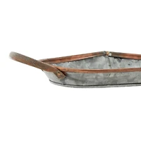 Set of 3" Grey Metal Farmhouse Tray, 14", 22", 28"