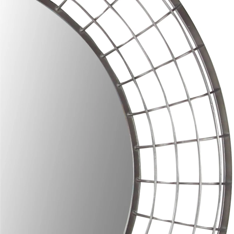 36" Black Industrial Metal Round Wall Mirror