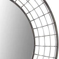 36" Black Industrial Metal Round Wall Mirror