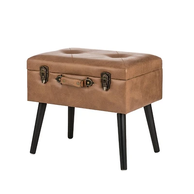 Glitzhome® Leatherette Upholstered Storage Stool