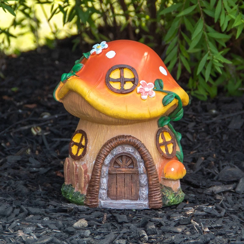 6.25" Mushroom House Outdoor Garden Statue