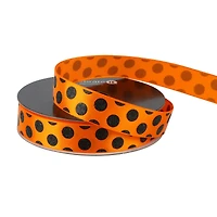 5/8" x 4yd. Black Glitter Dots on Orange Ribbon by Celebrate It® Halloween