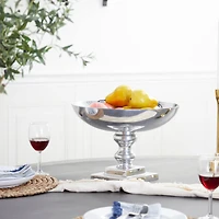 15" Silver Aluminum Traditional Decorative Bowl