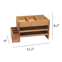 Elegant Designs Natural Wood Cubbies & Letter Tray Desk Organizer