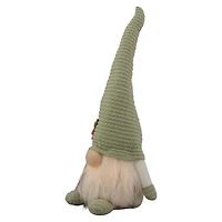 12" Lighted Green Spring Gnome with Flower Hat