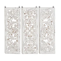 36" White Distressed Wood Traditional Wall Decor, 3ct.