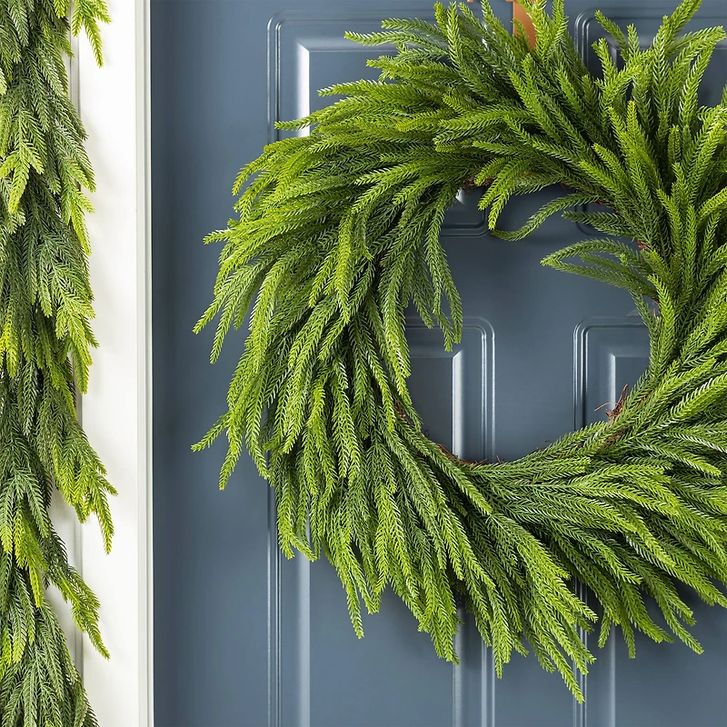 Glitzhome® 28"D Christmas Greenery PE Wreath