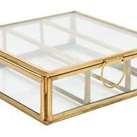 Hello Honey® Small Brass Metal & Glass 3 Compartment Box
