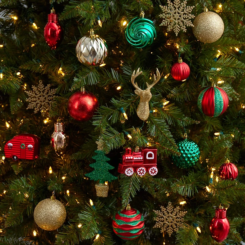 25ct. Holiday Deluxe Shatterproof Christmas Tree Ornament Box Set