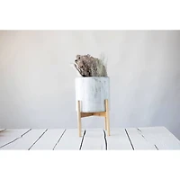 Hello Honey® 13.5" Stoneware Planter on Wood Holder