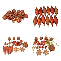 125ct. 4-Finish Burnt Orange Shatterproof Ornaments