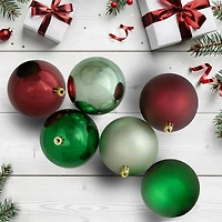 32ct. 3.25" Red & Green Shatterproof Plastic Ball Ornaments