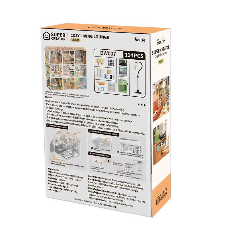 Rolife® Super Creator Cozy Living Lounge DIY Miniature Kit
