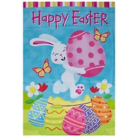 Happy Easter Bunny with Eggs Outdoor House Flag