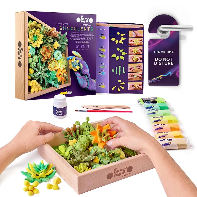 OKTO DIY Wood & Craft Energy Succulents Clay Kit