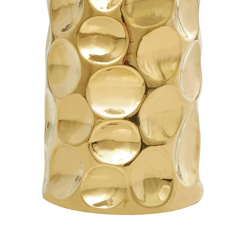 39" Gold Concaved Circles Ceramic Vase
