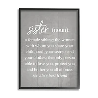 Stupell Industries Sister Definition Family Inspired Phrases Grey Pattern in Frame Wall Art