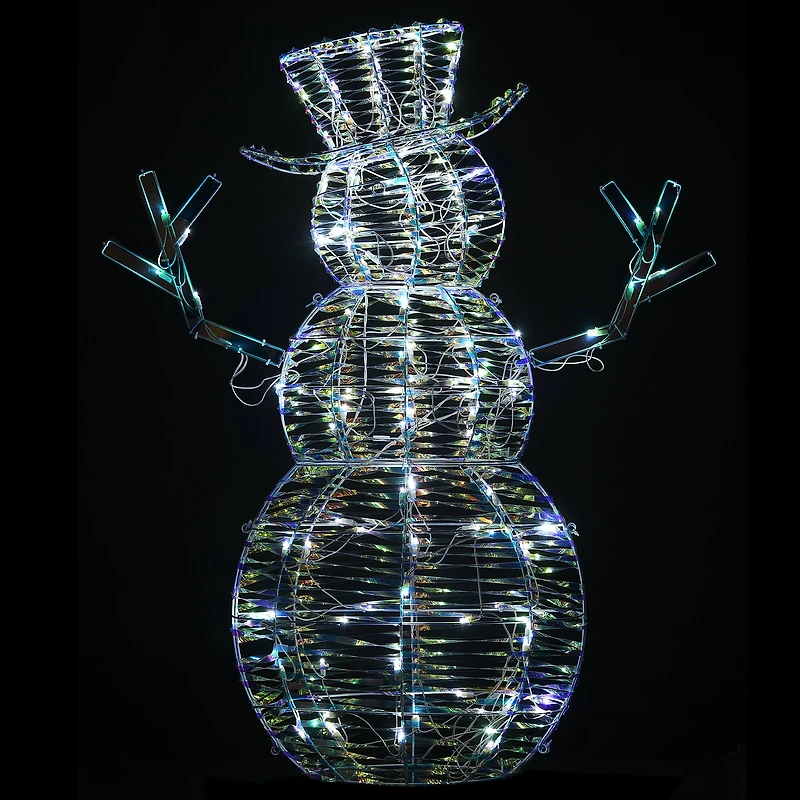 48" Pre-Lit Iridescent Snowman