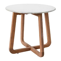 Hello Honey® Modern Bohemian Marble & Wood Round End Table