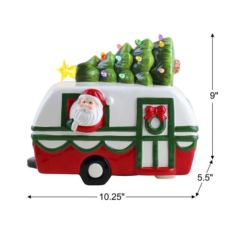 10" Nostalgic Ceramic Santa Camper