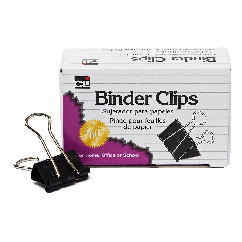 Charles Leonard 1/4" Capacity Mini Black Binder Clips, 48 Packs of 12