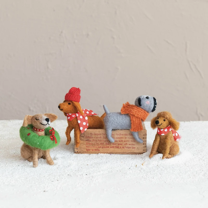 Hello Honey® Wool Felt Christmas Dog Décor Set