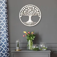 American Art Décor™ 15.5" Tree of Life Medallion Boho Wall Art with White with Gold Accents