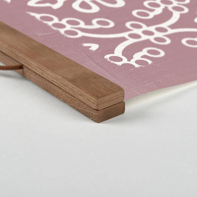 Folksy Pattern Teak Hanging Canvas Art