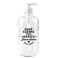 16oz. Soap Cleans Your Hands Glass Soap Dispenser