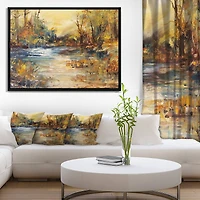 Designart - Stream in Forest Oil Painting