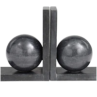 7.25" Black Orb Modern Marble Bookends, 2ct.